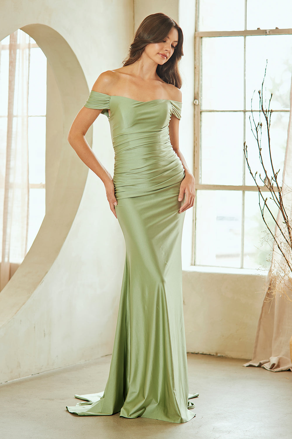 Elegant Chiffon Embellished A-Line Long Formal Bridesmaid Dress AC3101