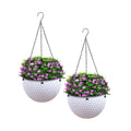 SOGA 2X White Large Hanging Resin Flower Pot Self Watering Basket Planter-0