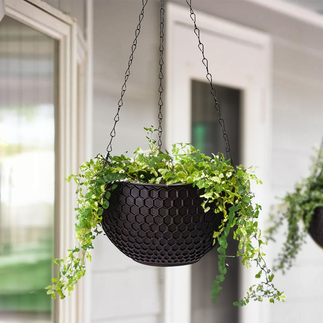 SOGA 16" Coffee Hanging Planter – Indoor Outdoor Pot with Drainage-1