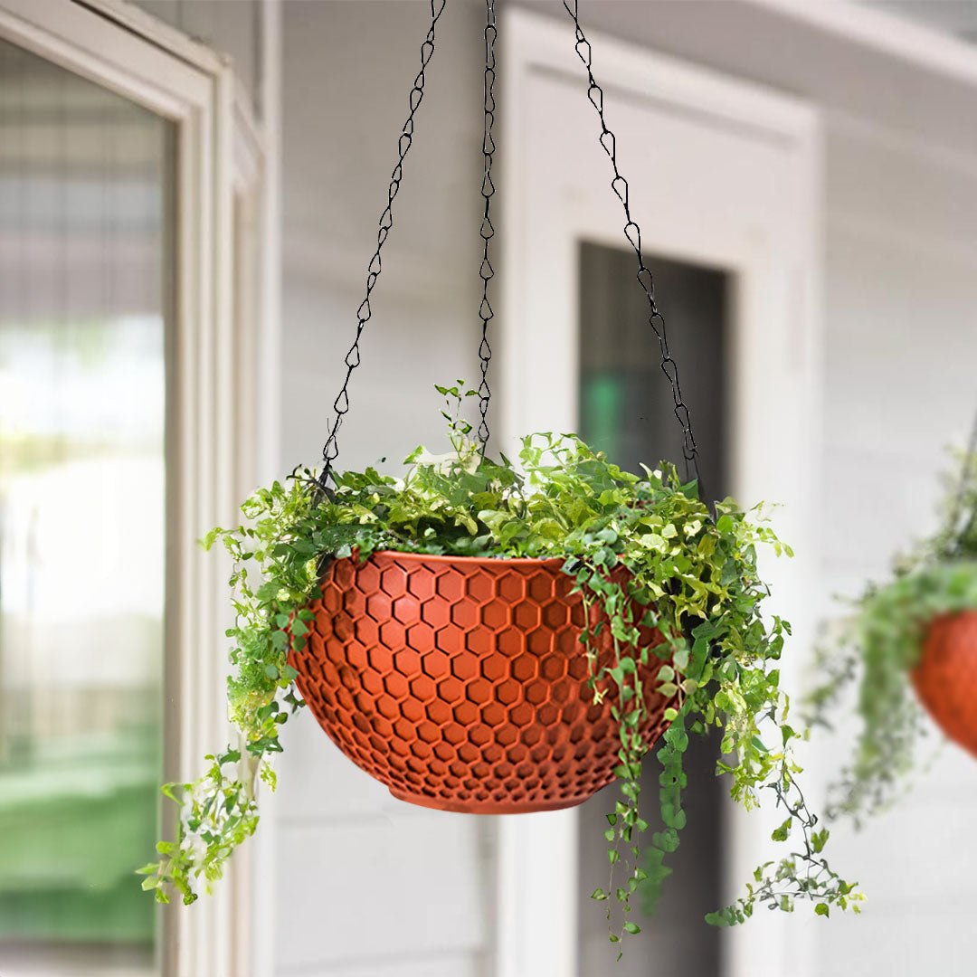 SOGA 16" Red Hanging Planter – Indoor Outdoor Pot with Drainage-1