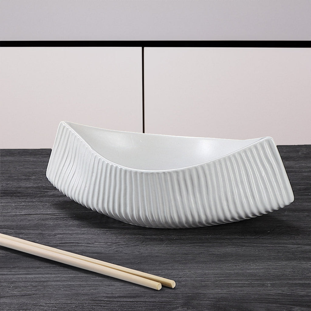 SOGA 37x12.5cm Ornament Boat Shaped Plate Ceramic Food Decoration Serving Tray For Kitchenware-1