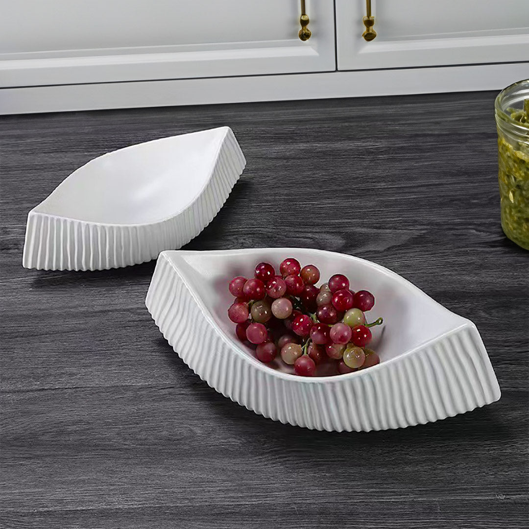 SOGA 37x12.5cm Ornament Boat Shaped Plate Ceramic Food Decoration Serving Tray For Kitchenware-2