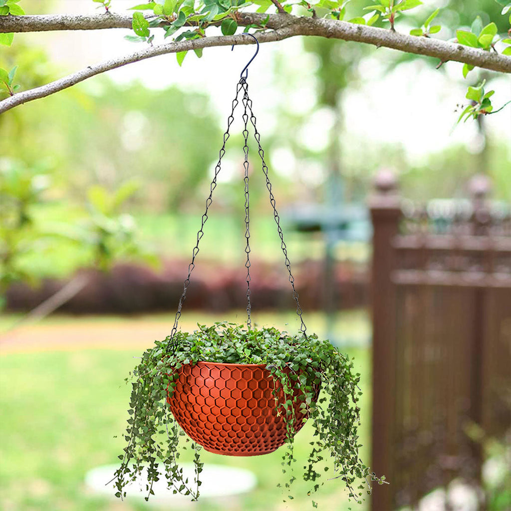 SOGA 16" Red Hanging Planter – Indoor Outdoor Pot with Drainage-2
