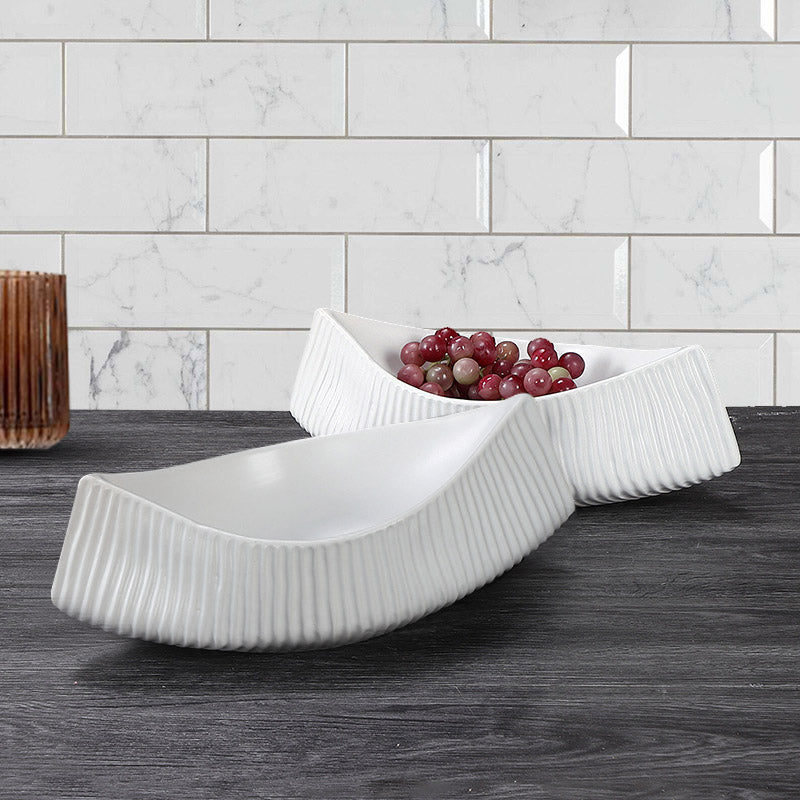 SOGA 37x12.5cm Ornament Boat Shaped Plate Ceramic Food Decoration Serving Tray For Kitchenware-3