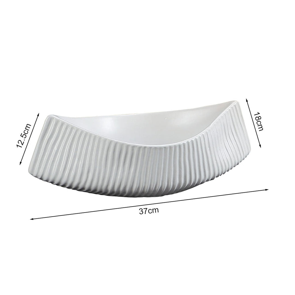 SOGA 37x12.5cm Ornament Boat Shaped Plate Ceramic Food Decoration Serving Tray For Kitchenware-4