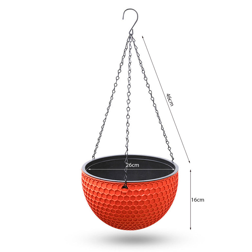 SOGA 16" Red Hanging Planter – Indoor Outdoor Pot with Drainage-4