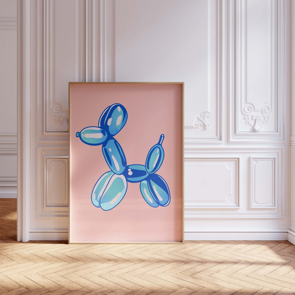 Balloon Dog Poster · Blauer Hund Skulptur · Pop Art Ästhetik · Minimalistisches Design · Rosa Hintergrund · Print ohne Rahmen-3