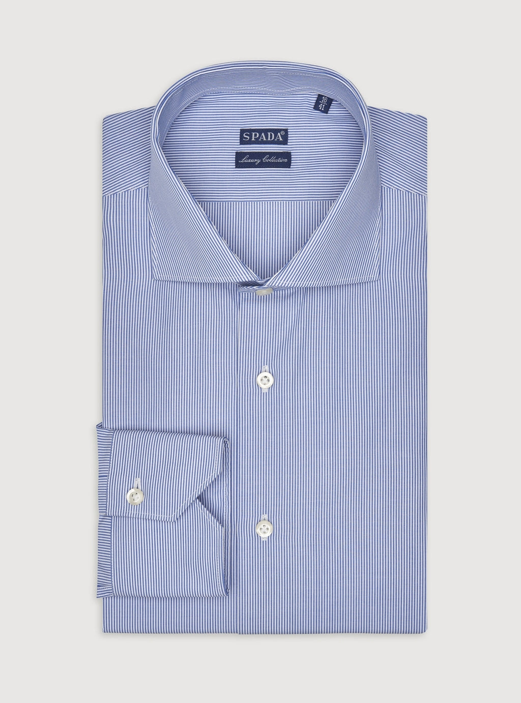 Camicia collo francese in puro cotone a righe strette