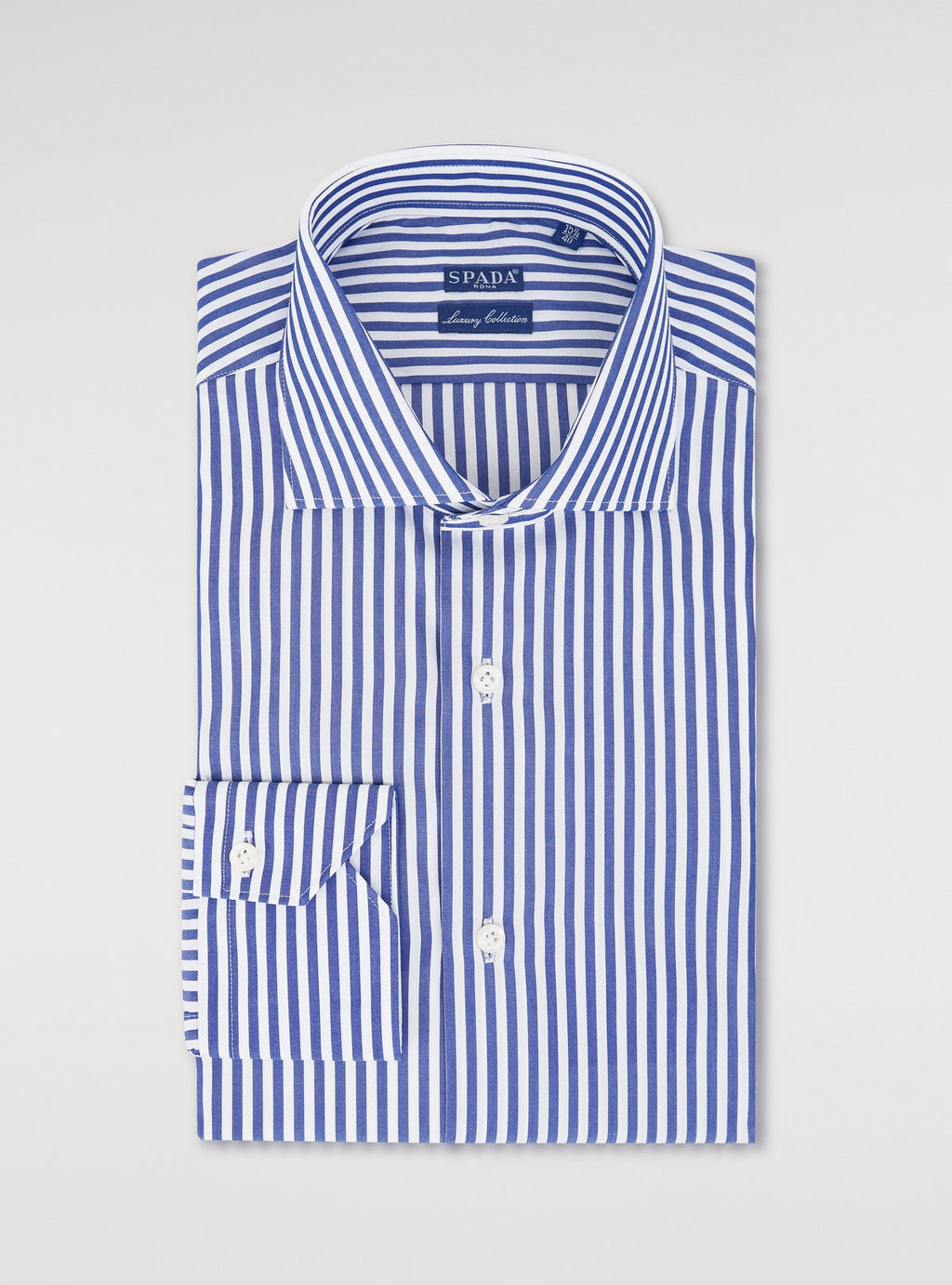 Camicia collo francese in puro cotone a righe larghe