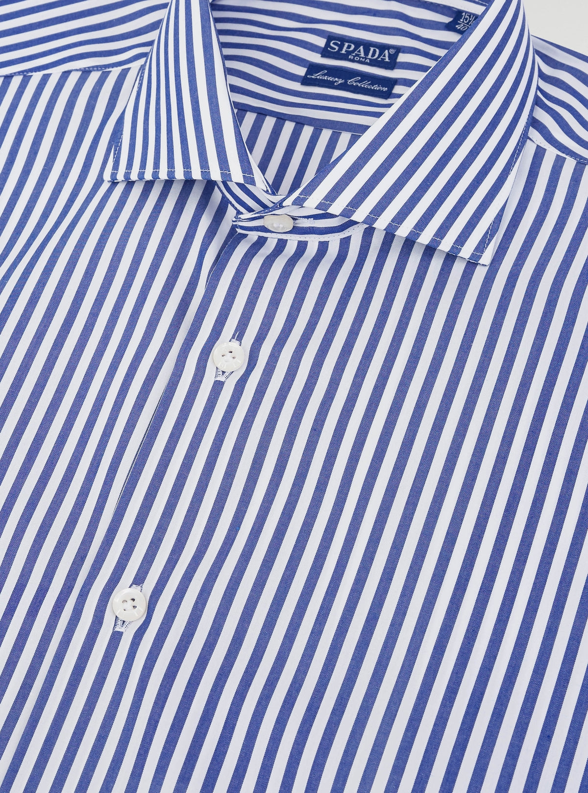Camicia collo francese in puro cotone a righe larghe