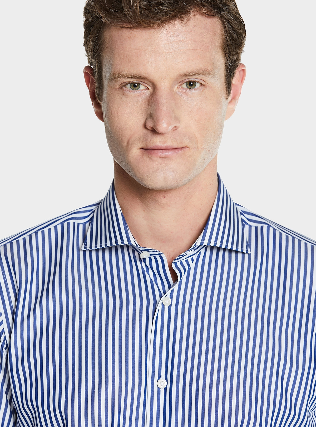 Camicia collo francese in puro cotone a righe larghe