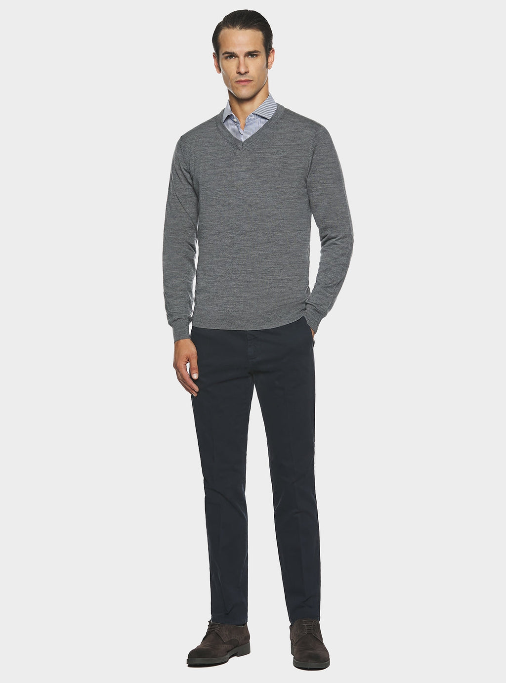 Maglia scollo a V in lana merino