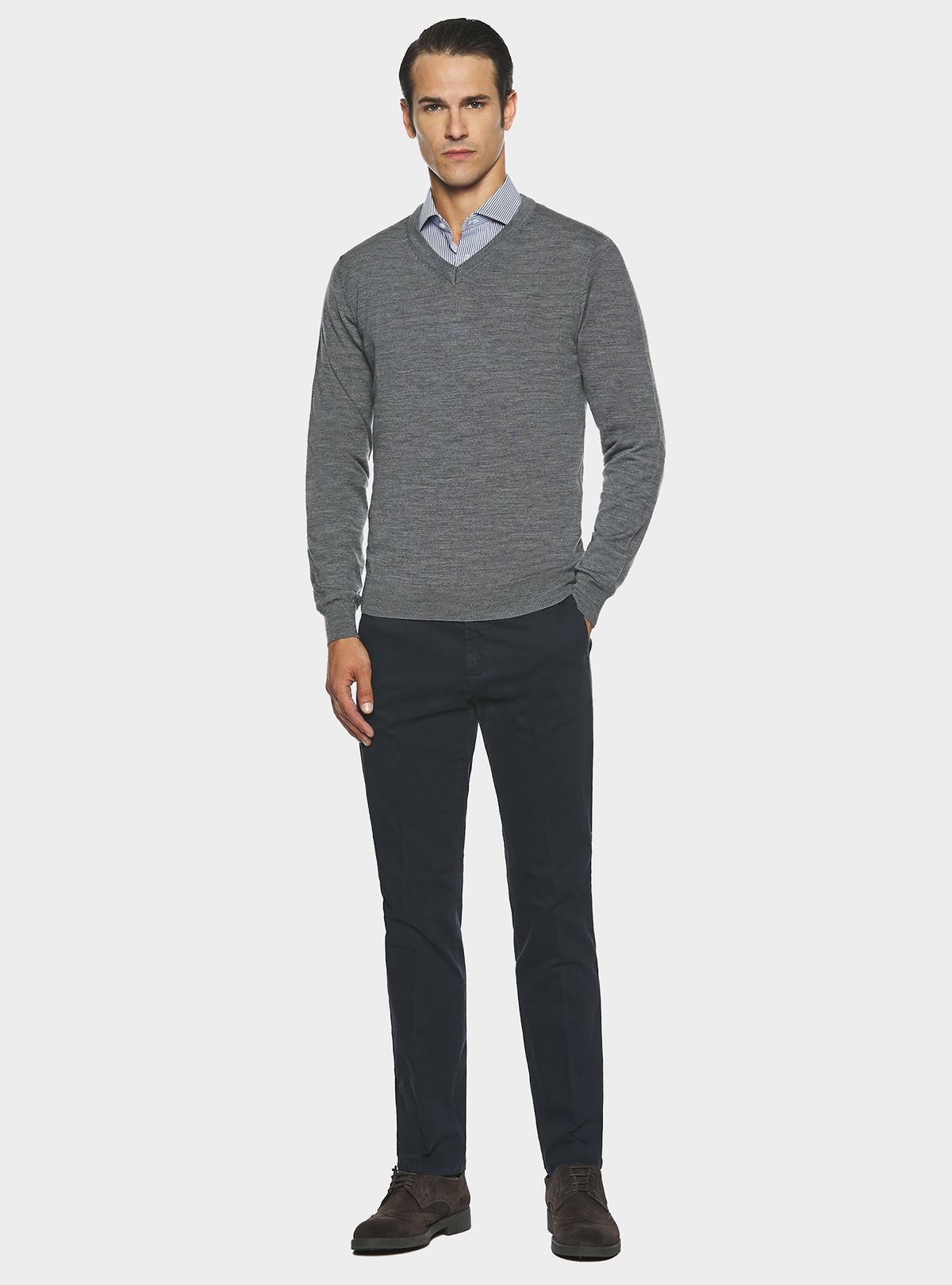 Maglia scollo a V in lana merino