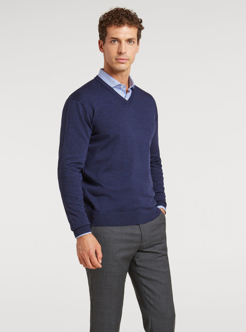 Maglia scollo a V in lana merino