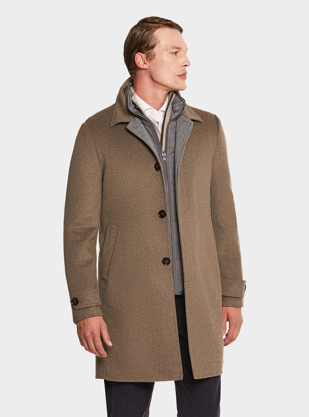 Cappotto con gilet in misto lana e cashmere