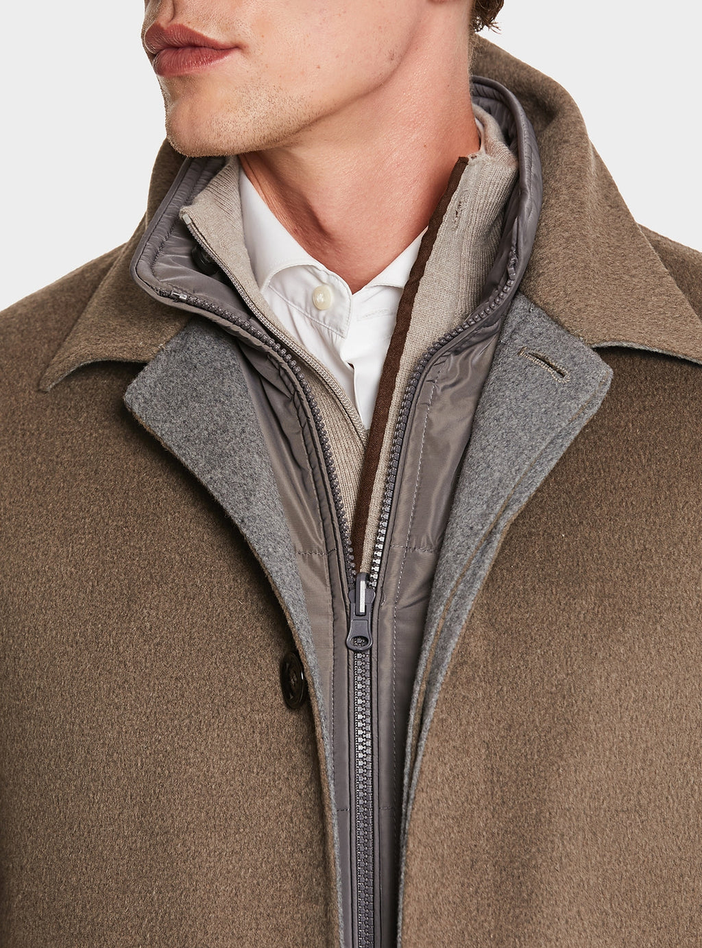 Cappotto con gilet in misto lana e cashmere