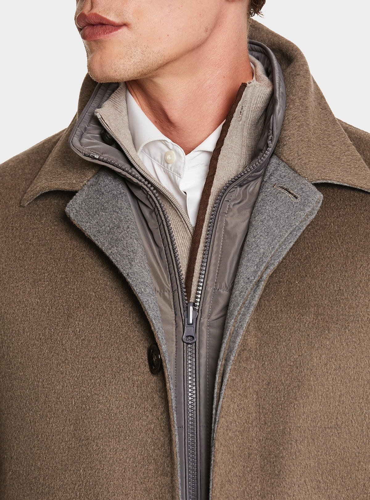 Cappotto con gilet in misto lana e cashmere