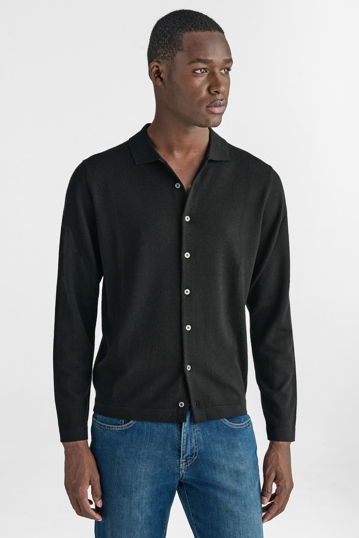 Polo camicia in maglia 100% Lana Merino