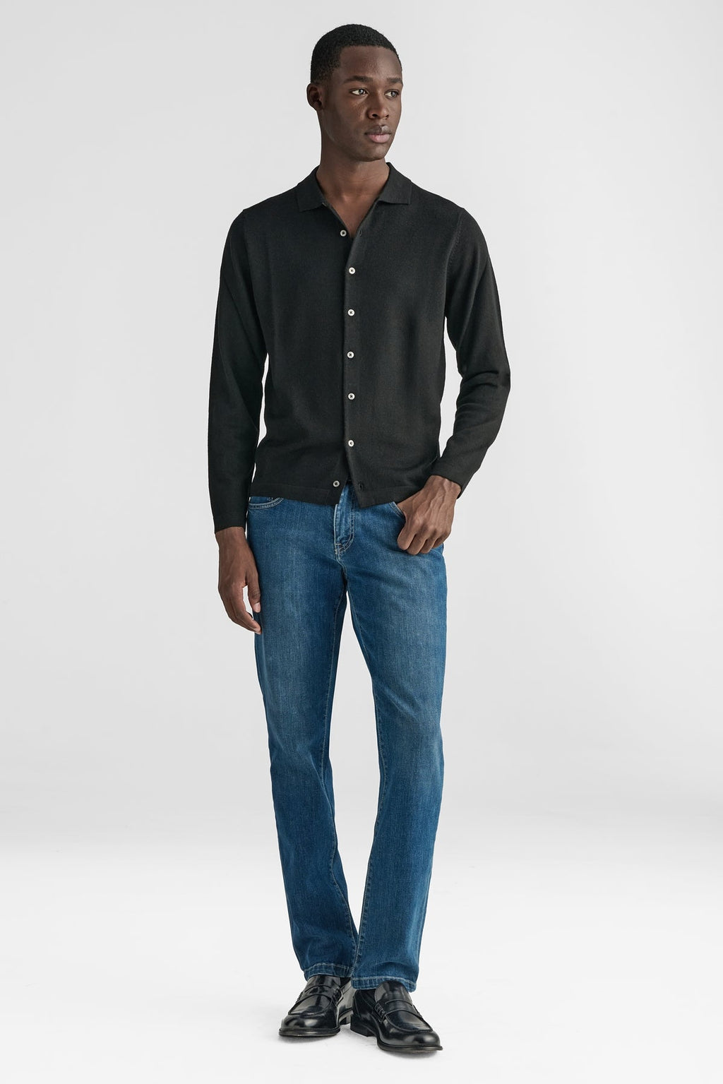 Polo camicia in maglia 100% Lana Merino