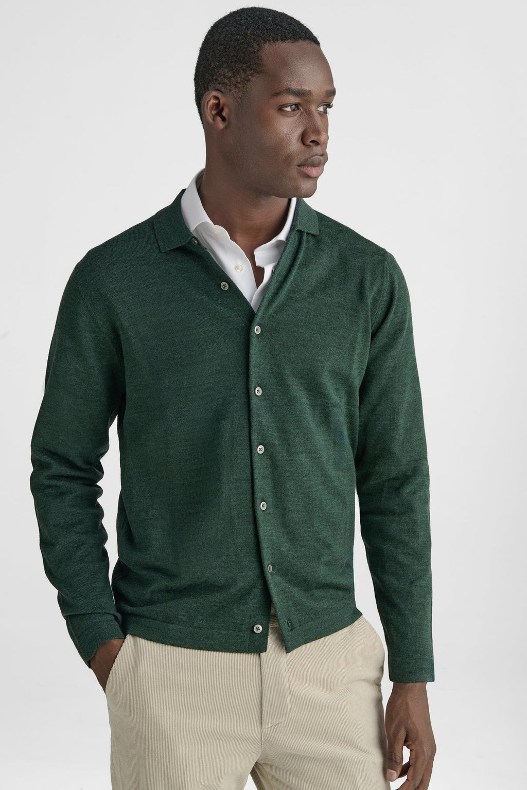 Polo camicia in maglia 100% Lana Merino