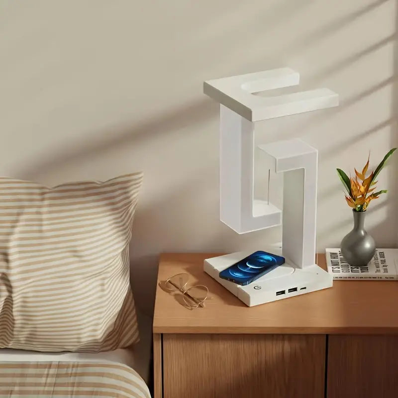 Floating Desk Lamp With Wireless Charging And USB Output Port-3