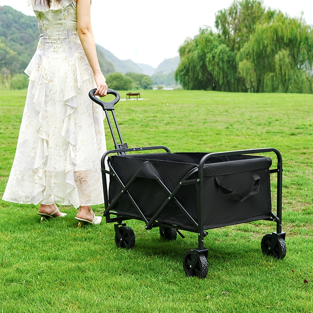 Foldable Utility Wagon with Side Pockets and Brakes-1