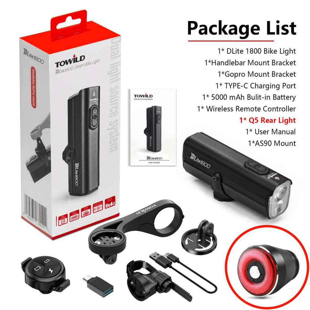 TOWILD Dlite 1800 Lumens Rechargeable Bike Front Light