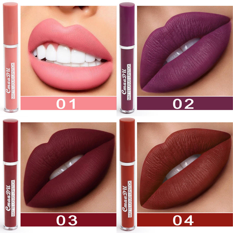 Women's Non-stick Cup Waterproof Matte Lipstick Long-Lasting Lip Care Pack-3
