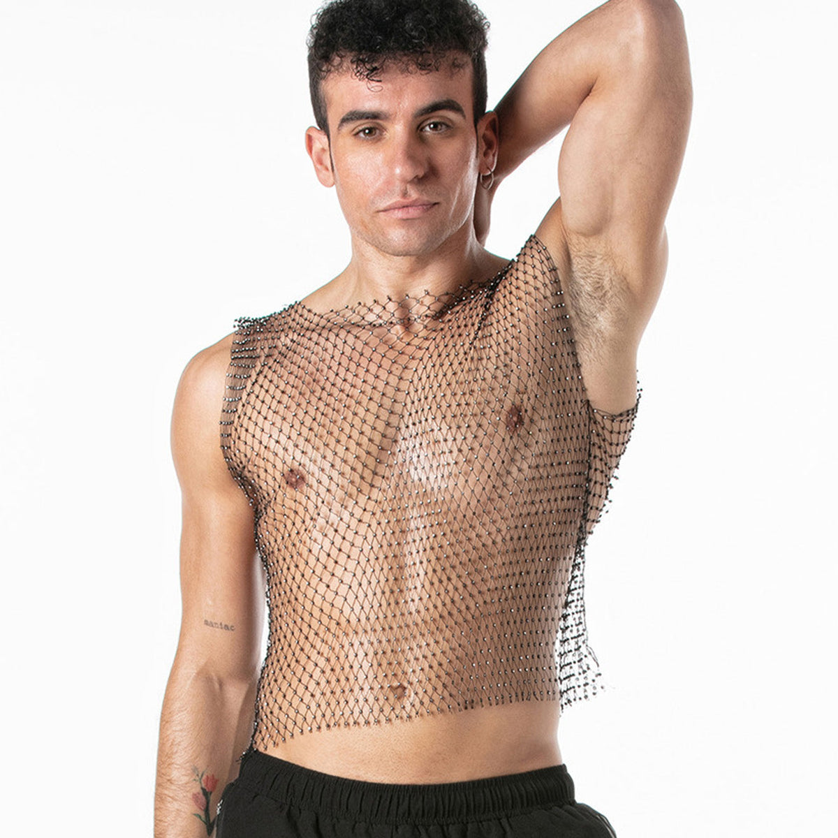 Mesh Party Tank Top Black
