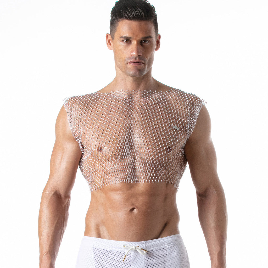 Mesh Party Tank Top White-0