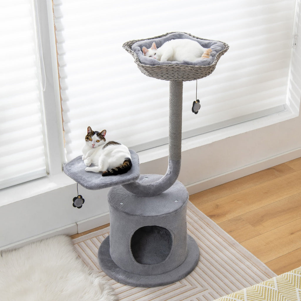 NNECW 106 CM Tall Cat Tree with Curved Metal Supporting Frame-0
