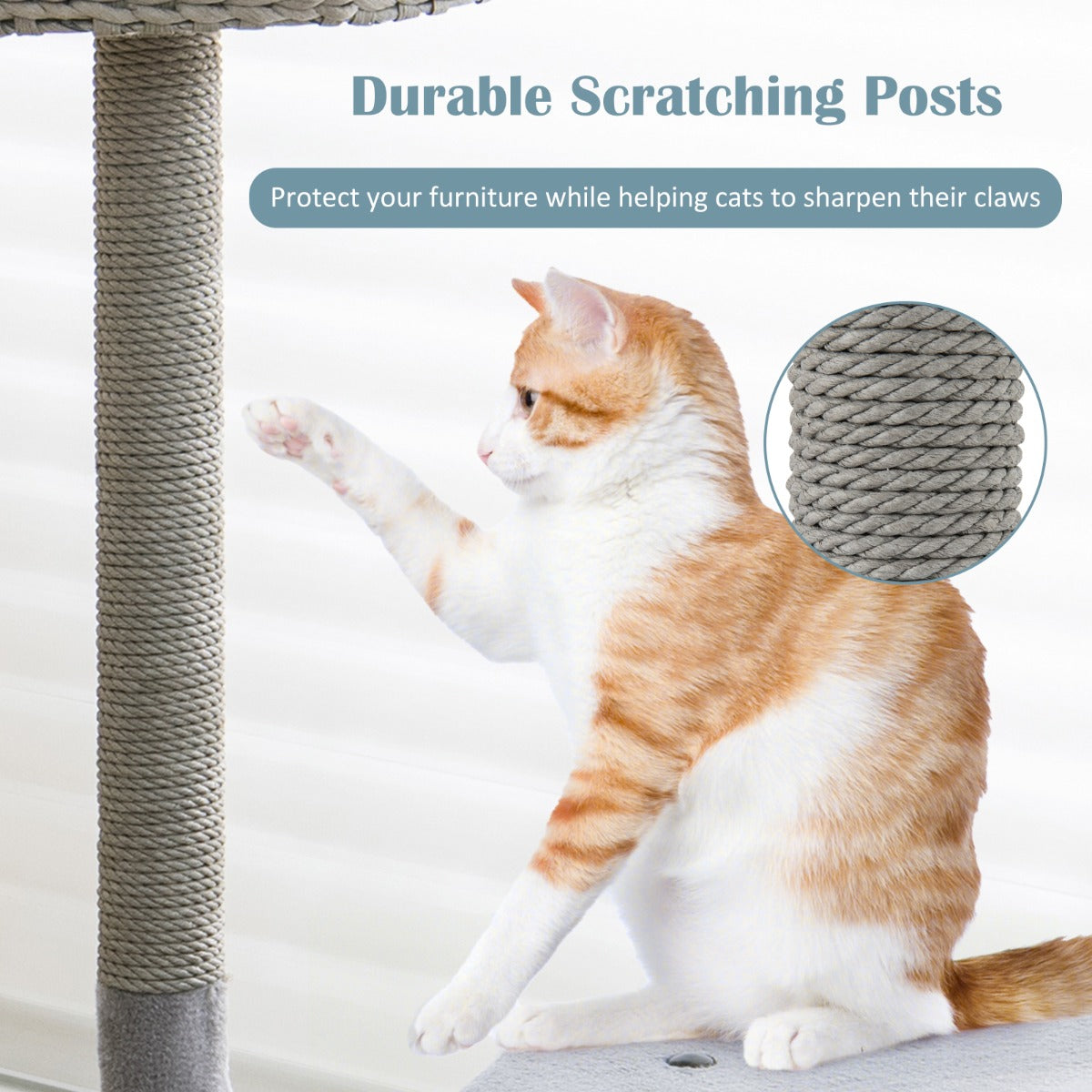 NNECW 106 CM Tall Cat Tree with Curved Metal Supporting Frame-4