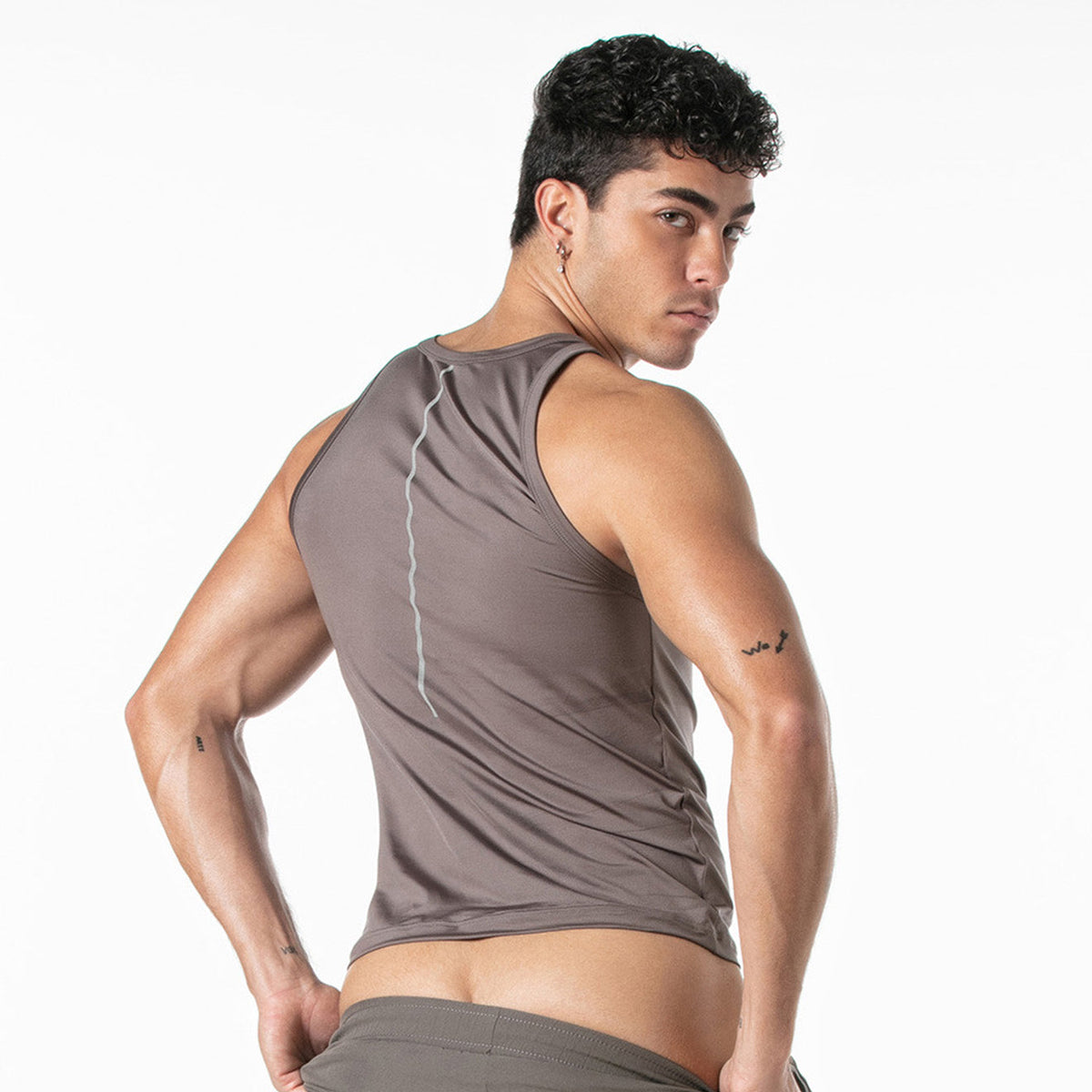 Sports Crop Tank Top Taupe-1