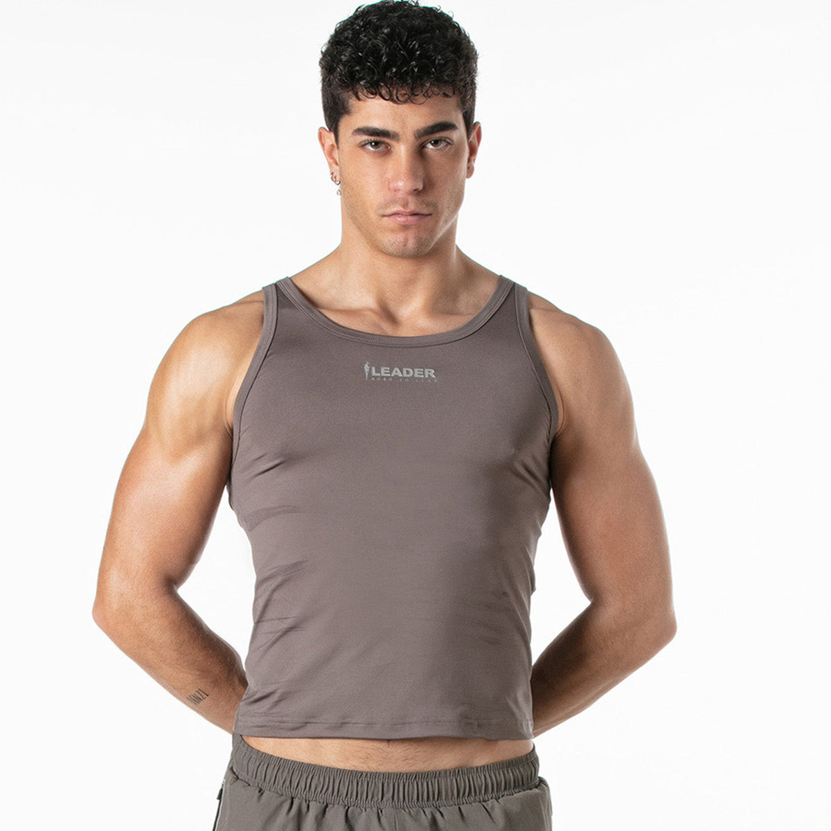 Sports Crop Tank Top Taupe-0