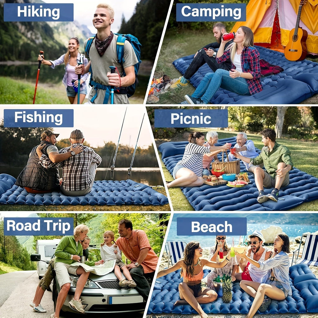 Double Self-Inflating Sleeping Pad with Pillow-1