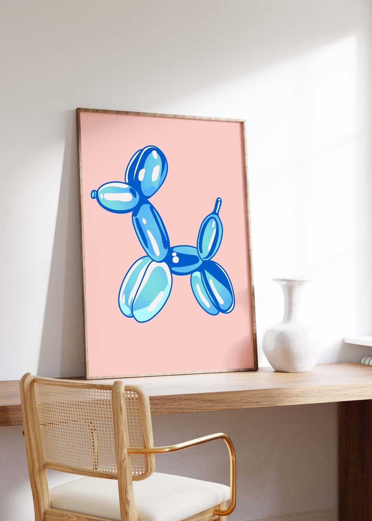 Balloon Dog Poster · Blauer Hund Skulptur · Pop Art Ästhetik · Minimalistisches Design · Rosa Hintergrund · Print ohne Rahmen-4