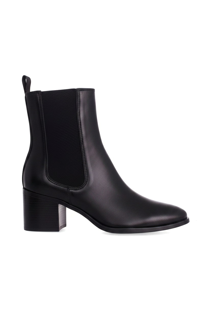Canna Black Leather Chelsea Ankle Boots – 6.5cm Block Heel