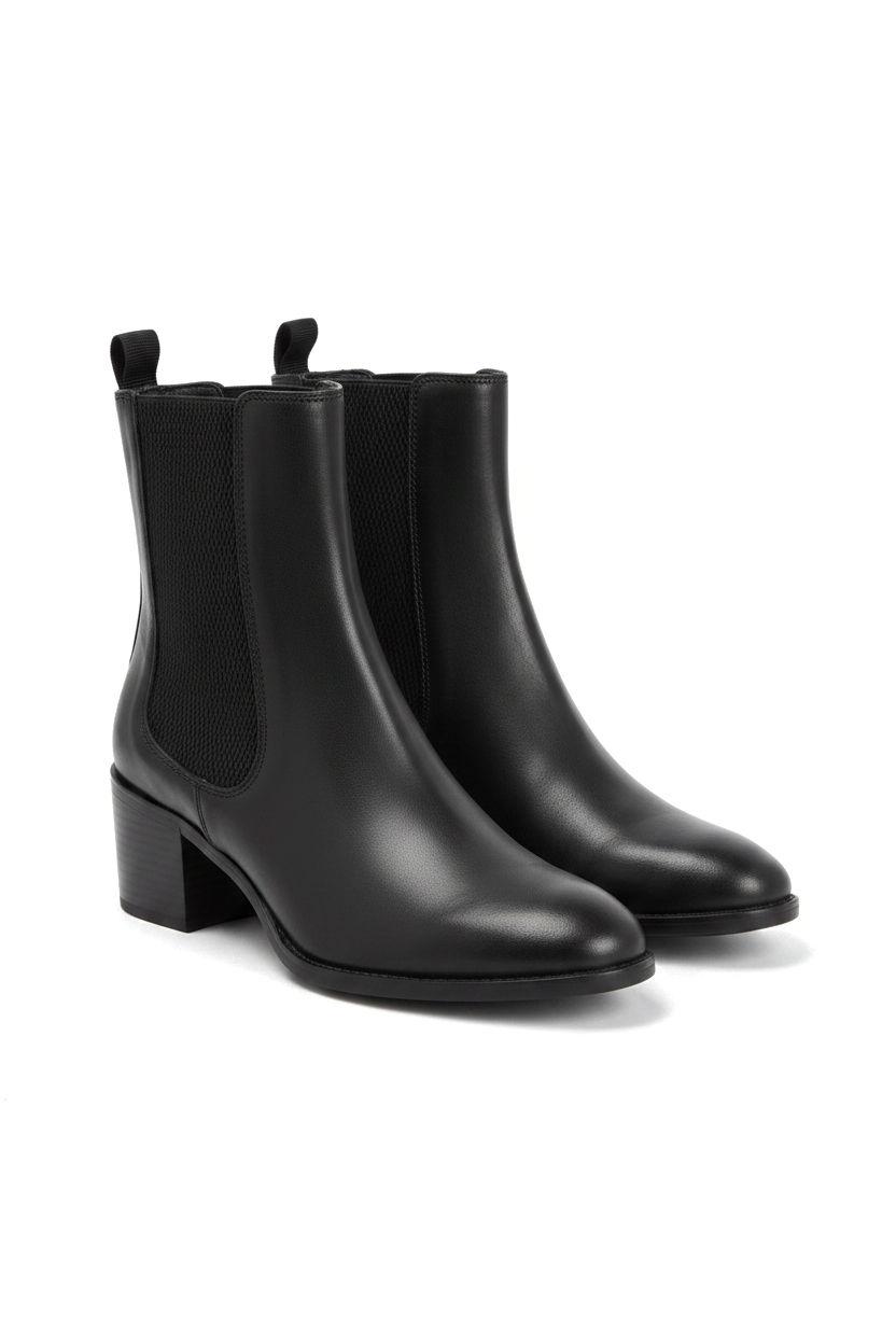 Canna Black Leather Chelsea Ankle Boots – 6.5cm Block Heel