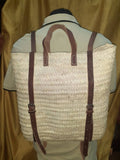 Mochila cuadrada de paja y cuero-0