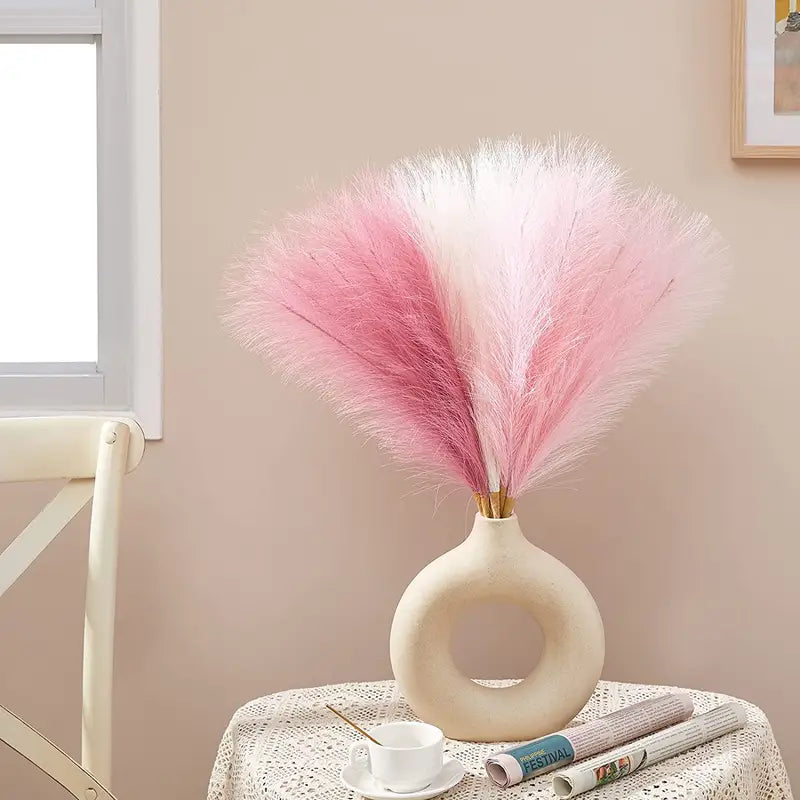 Set of 3 Artificial Pampas Grass Stems (43.18cm) - Blush, Cream & Pink Gradient-3