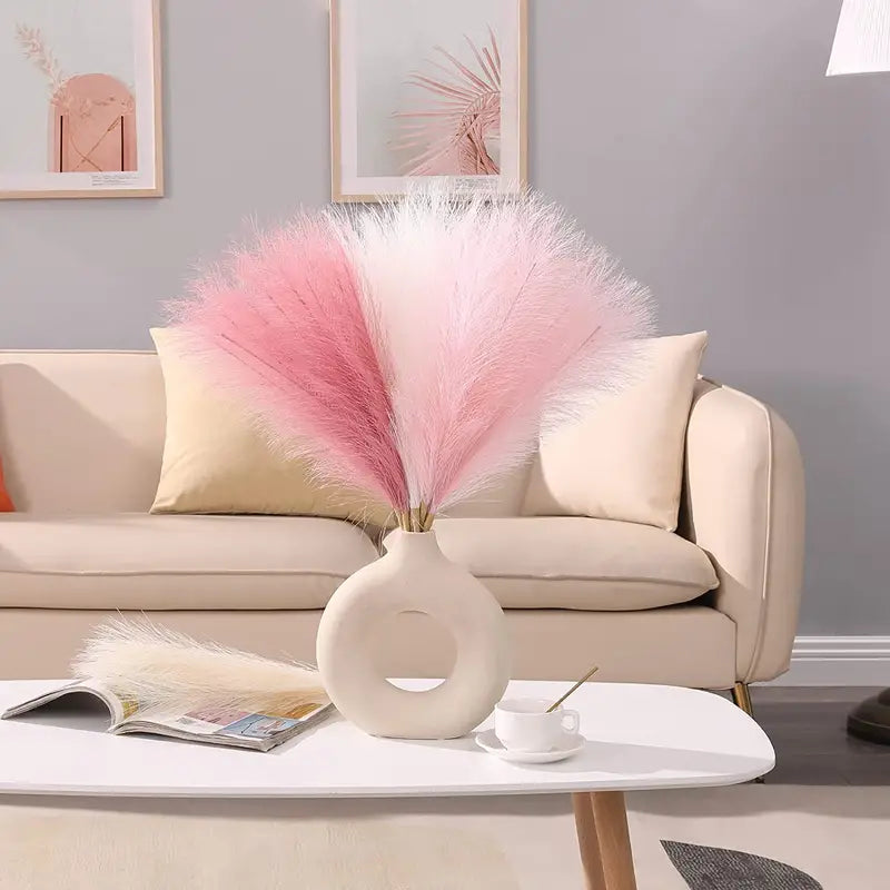 Set of 3 Artificial Pampas Grass Stems (43.18cm) - Blush, Cream & Pink Gradient-1