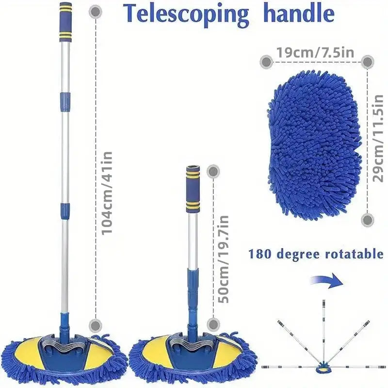 Telescopic Microfiber Car Wash Brush Mop with Chenille Bristles-2