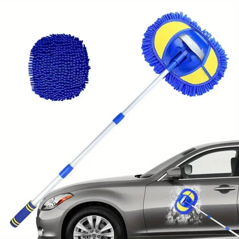 Telescopic Microfiber Car Wash Brush Mop with Chenille Bristles-0