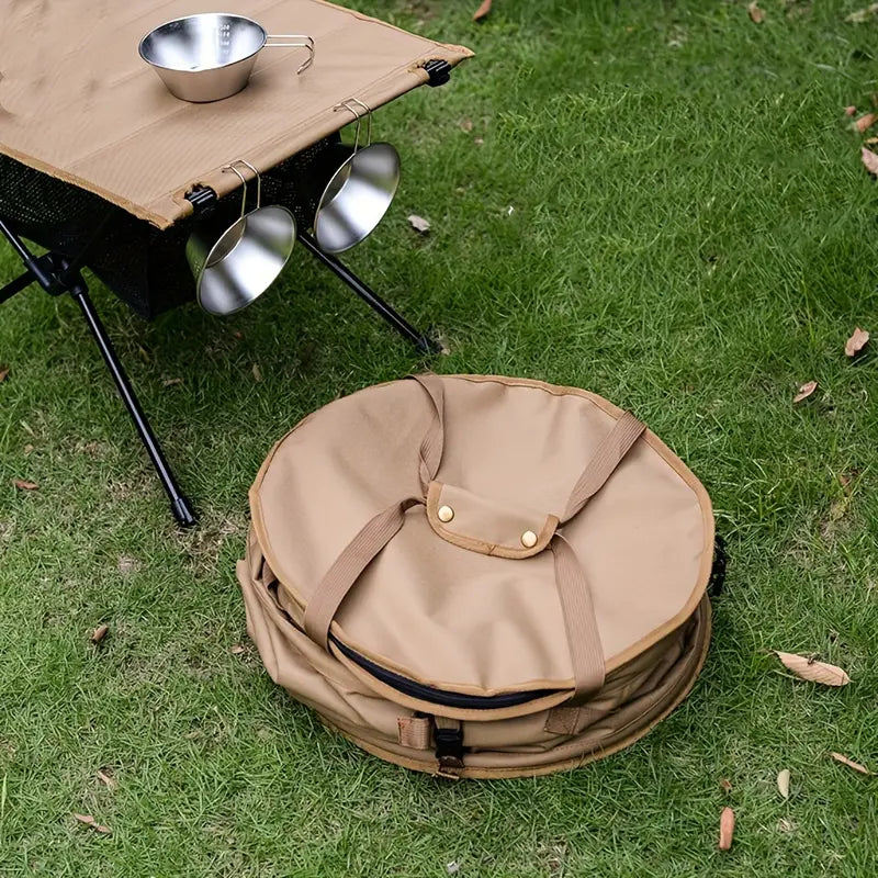 Khaki Portable Collapsible Rubbish Bin: Perfect for Outdoor Adventures-3