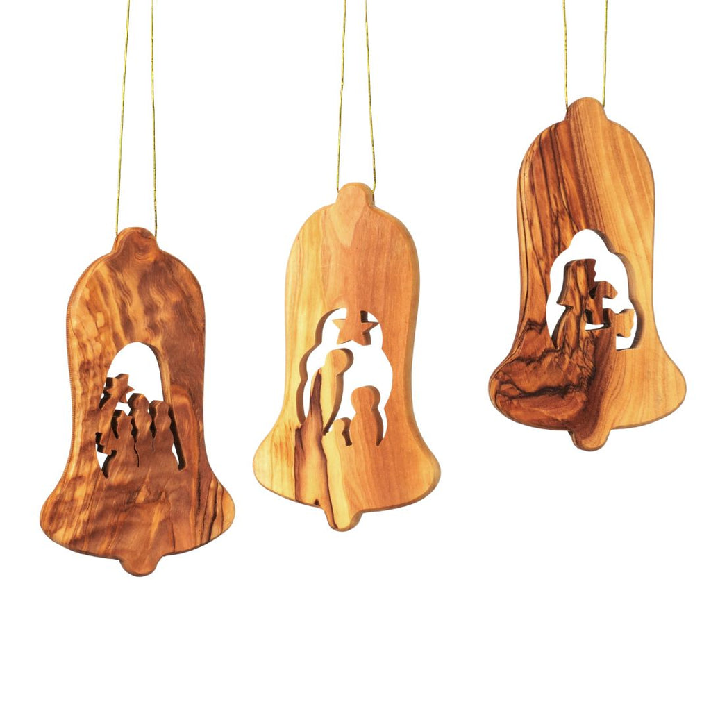 Olivenholz Krippen-Anhänger im 3er Set (ohne Rinde) | Baumschmuck & Weihnachtsdeko für Advent und Weihnachten-0