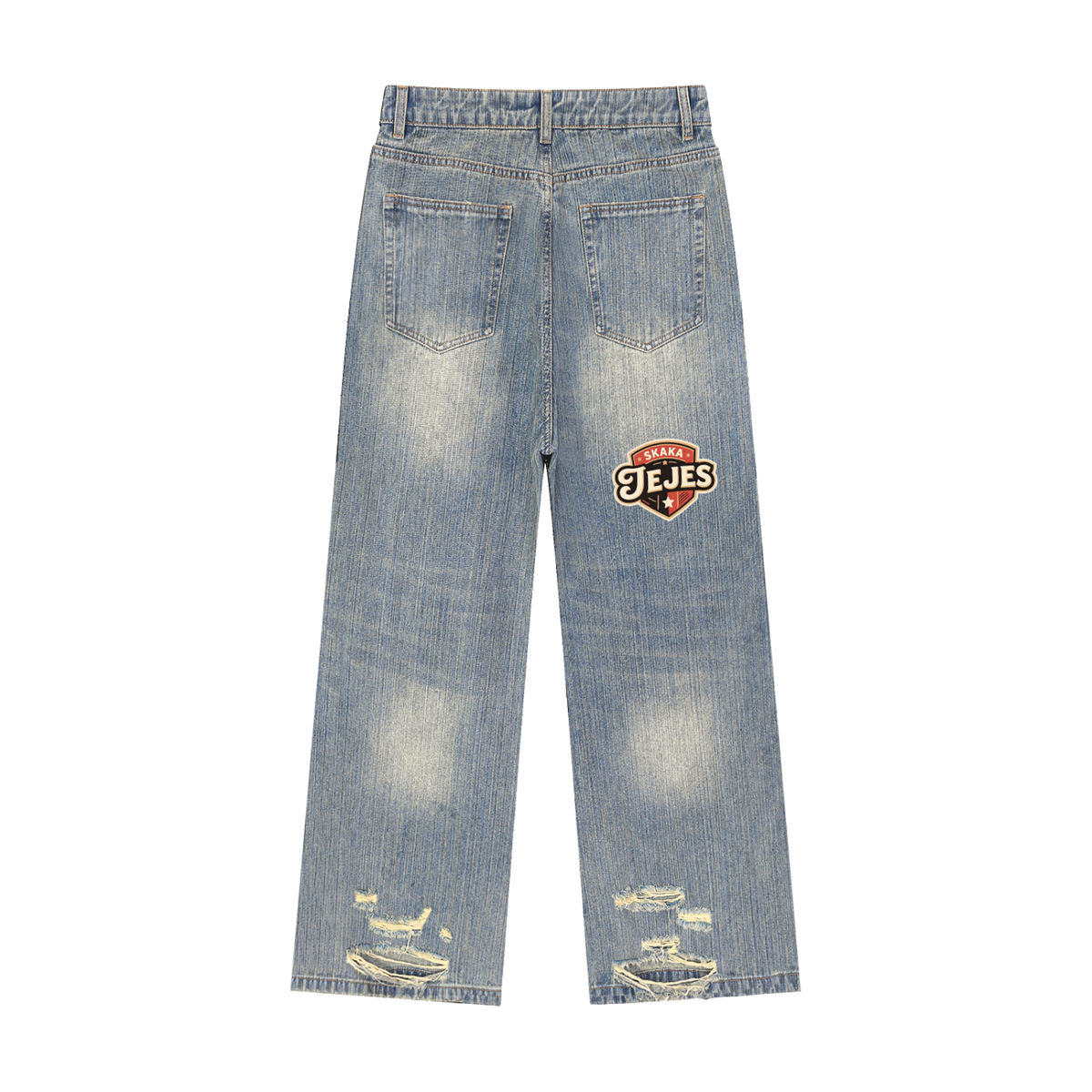 Vintage Wash Distressed Denim Jeans