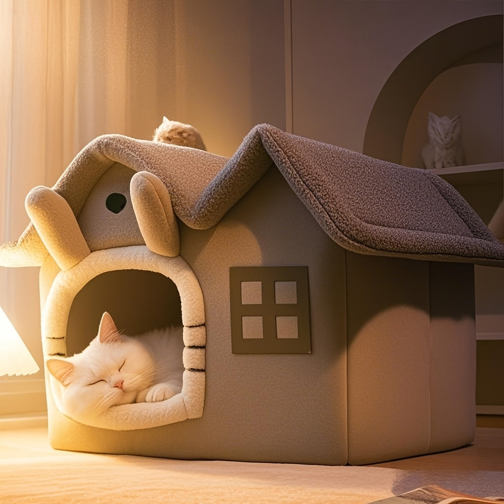 Classic Soft Cat House Bed for Small Pets-3