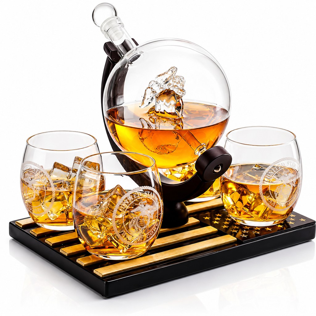 Marine Whiskey Decanter Set Premium Barware Gift Elegant Drinkware Collection-0