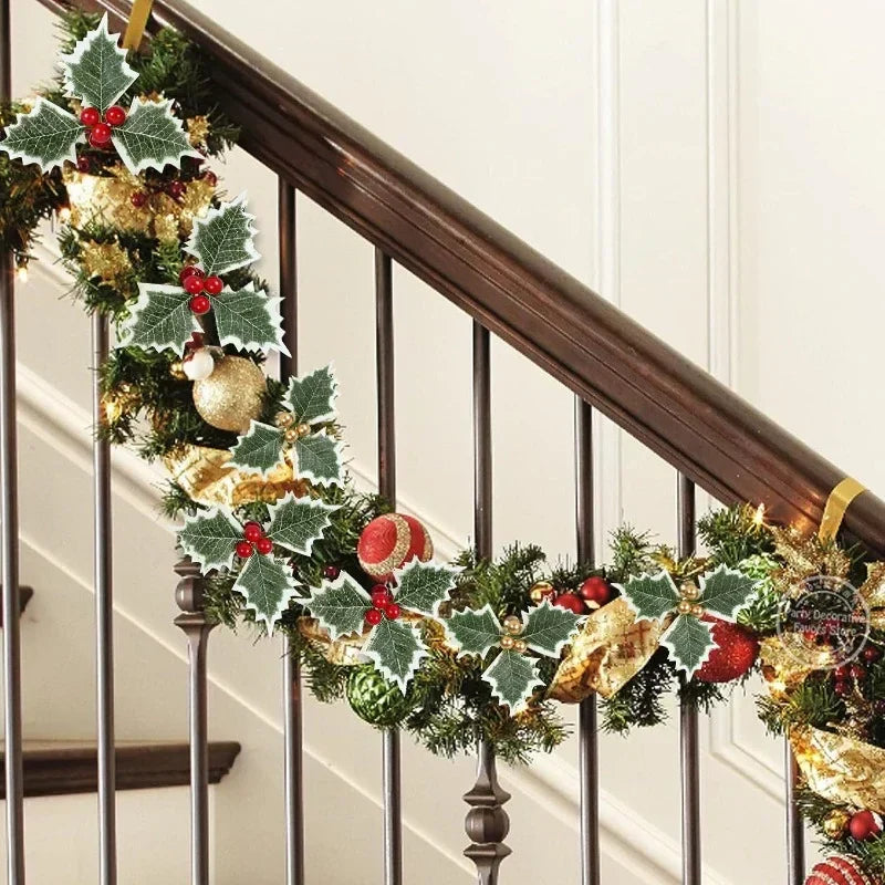 1Pc Artificial Christmas Pinecone Red Berry Stem-4
