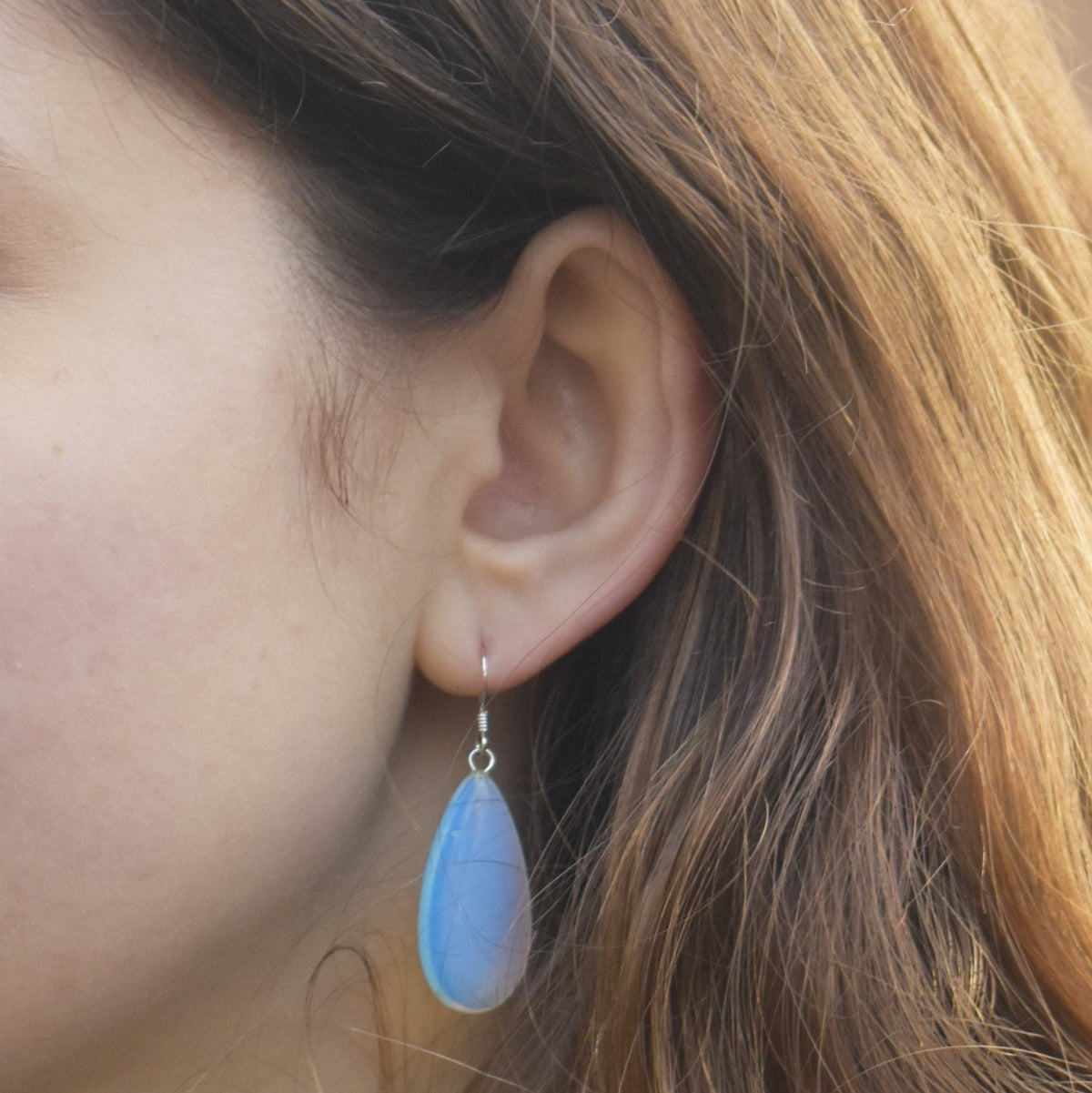 Sea Glass Opal Sterling Silver Earrings, Minimalist Earrings, Bloom Collection | by nlanlaVictory-3